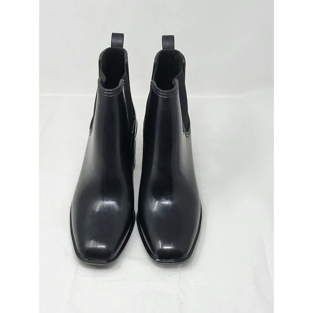 JEFFREY CAMPBELL HURRICANE CHELSEA BOOT BLACK PATENT LEATHER BLOCK HEEL SIZE 10M - Picture 3 of 8